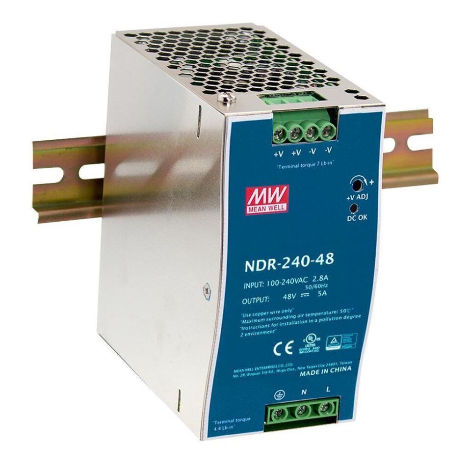 Meanwell NDR-240-48 240W Ray Montaj Switching Güç Kaynağı 48VDC 5A