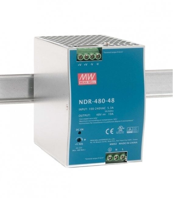 Meanwell NDR-480-48 480W Ray Montaj Switching Güç Kaynağı 48VDC 10A