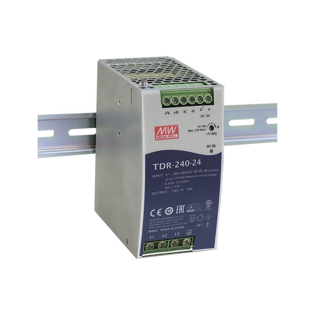 Meanwell TDR-240-24 240W Ray Montaj Switching Güç Kaynağı 24VDC 10A