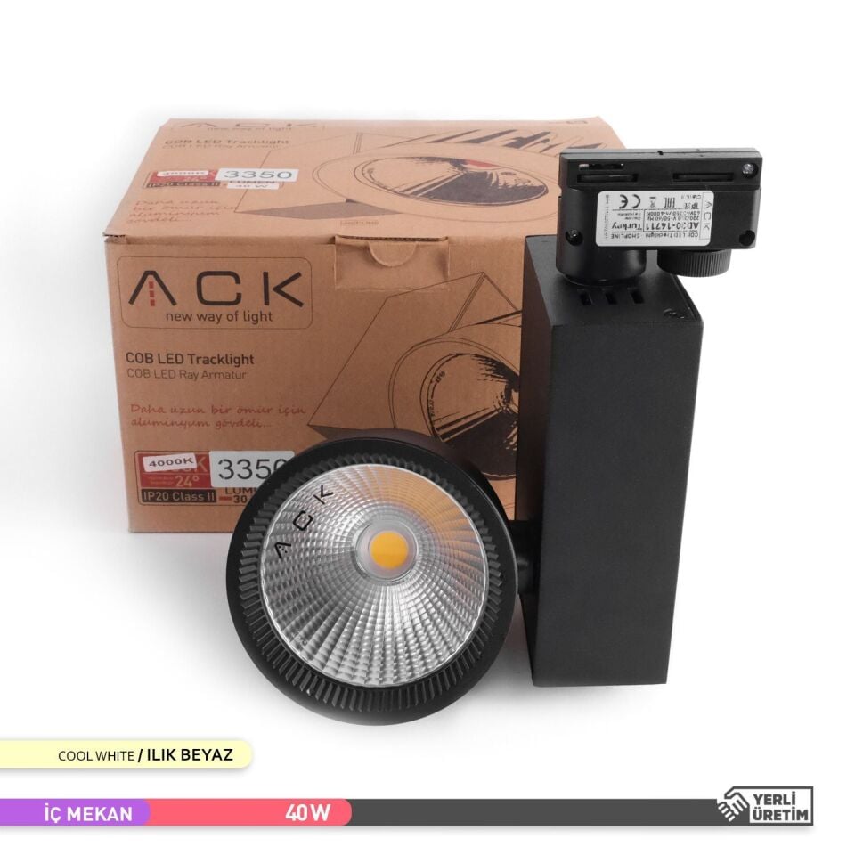 ACK AD30-14711 40W 4000K COB LED Ray Armatür Siyah