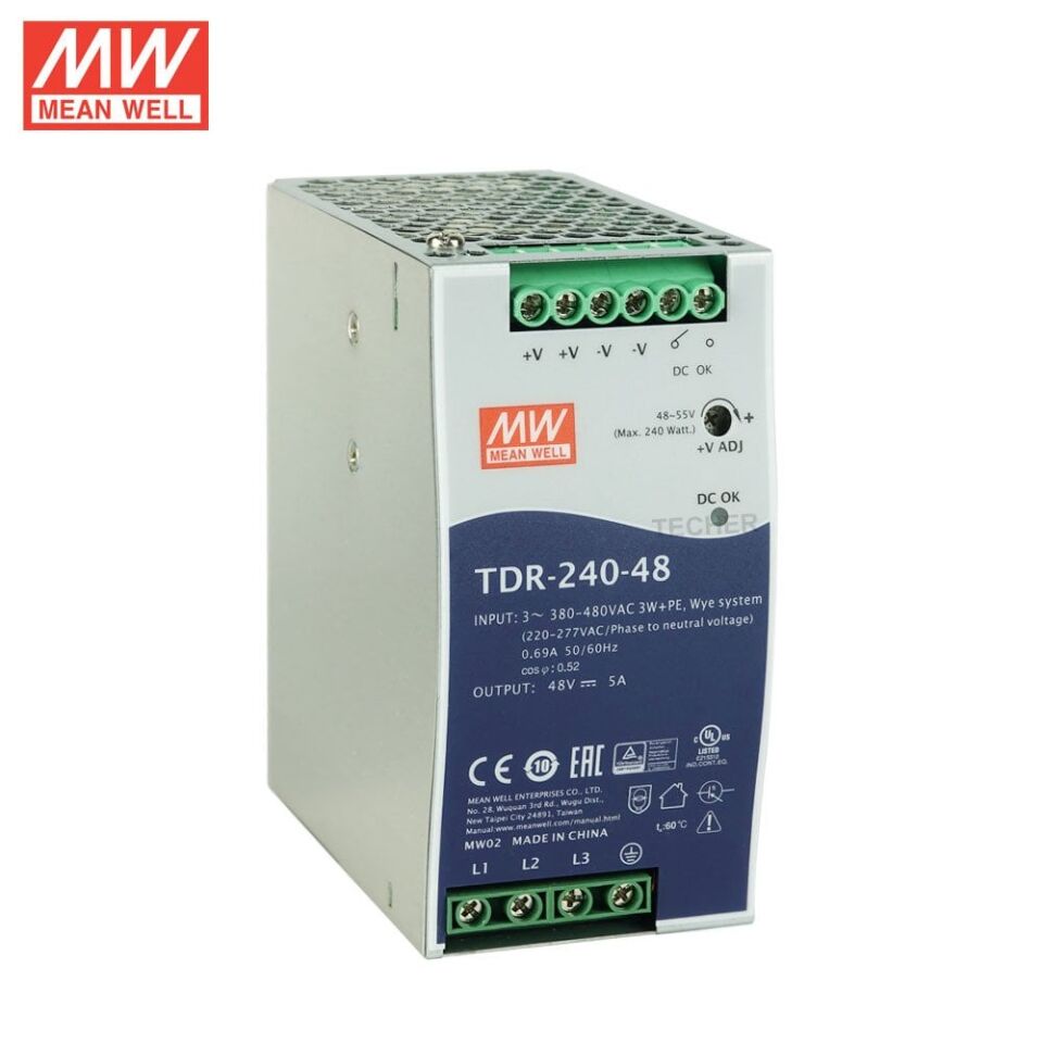 Meanwell TDR-240-48 240W Ray Montaj Switching Güç Kaynağı 48VDC 5A
