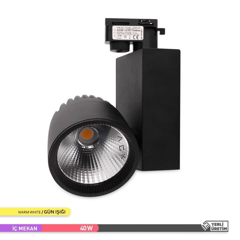 ACK AD30-14701 40W 3000K COB LED Ray Armatür Siyah