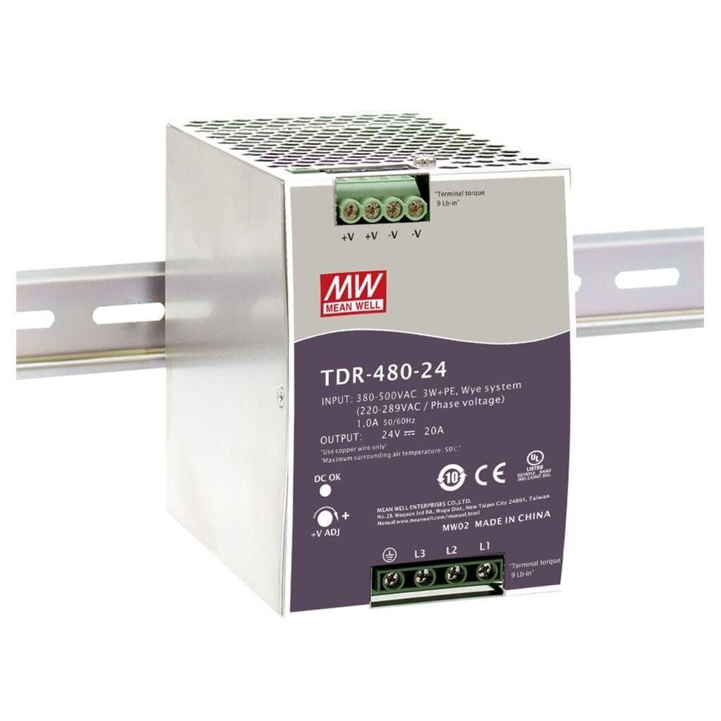 Meanwell TDR-480-24 480W Ray Montaj Switching Güç Kaynağı 24VDC 20A