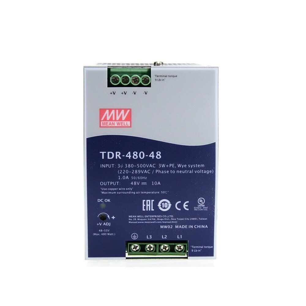 Meanwell TDR-480-48 480W Ray Montaj Switching Güç Kaynağı 48VDC 10A