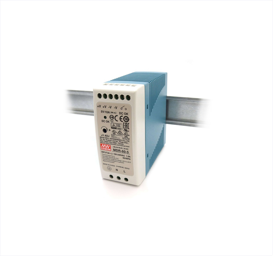 Meanwell MDR-60-5 60W Ray Montaj Switching Güç Kaynağı 5VDC 10A