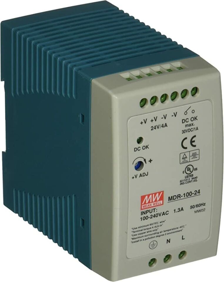 Meanwell MDR-100-24 100W Ray Montaj Switching Güç Kaynağı 24VDC 4A