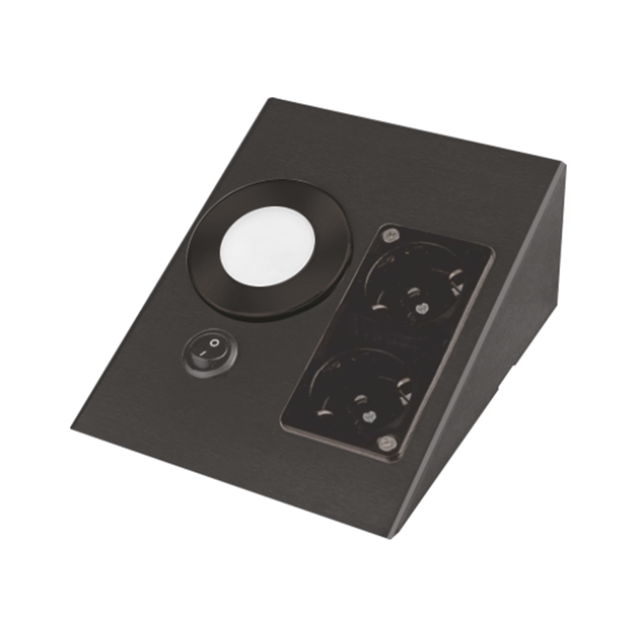 CATA CT-5110B Ledli Üçgen Spot Siyah Kasa Çift Prizli Beyaz