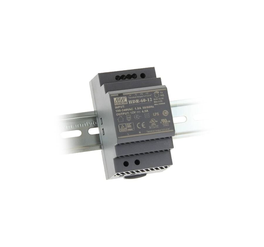 Meanwell HDR-60-12 60W Ray Montaj Switching Güç Kaynağı 12VDC 4.5A