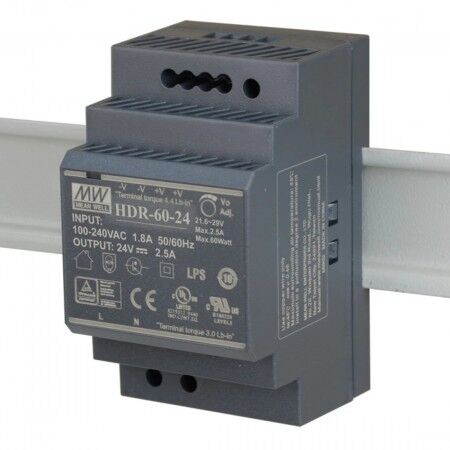 Meanwell HDR-60-48 60W Ray Montaj Switching Güç Kaynağı 48VDC 1.25A