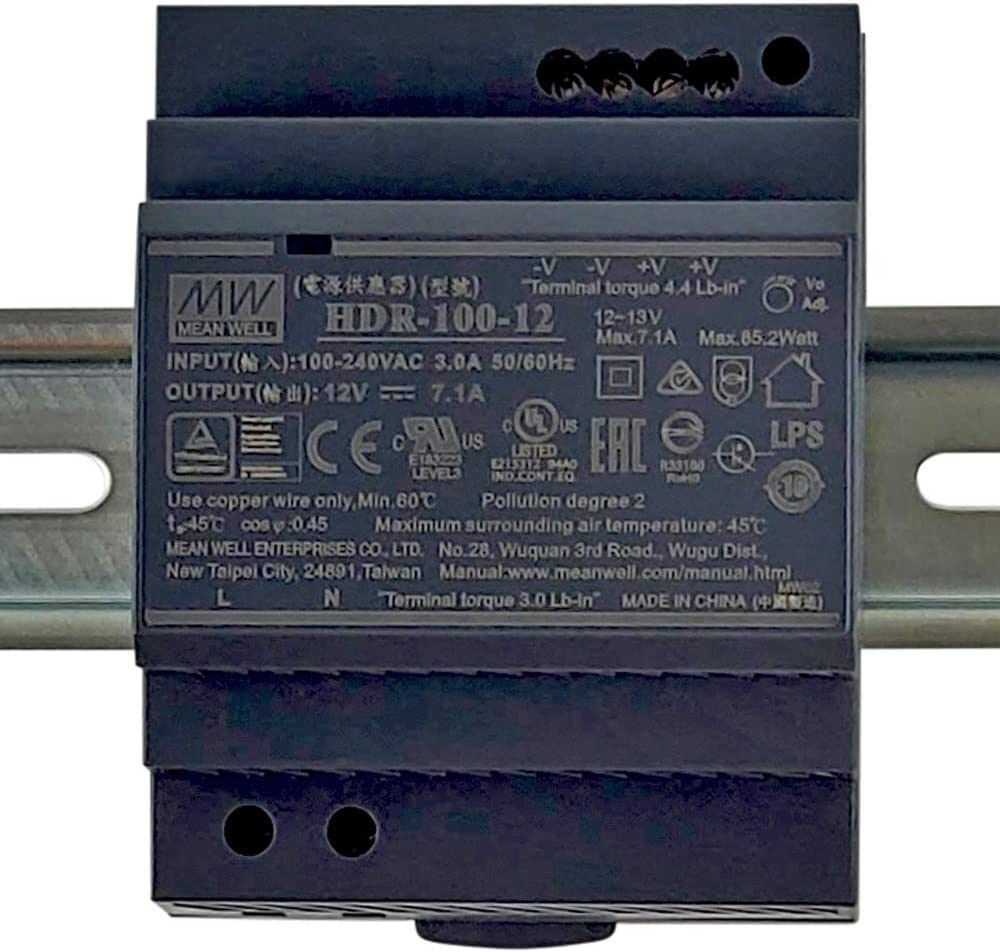 Meanwell HDR-100-12 100W Ray Montaj Switching Güç Kaynağı 12VDC 7.1A