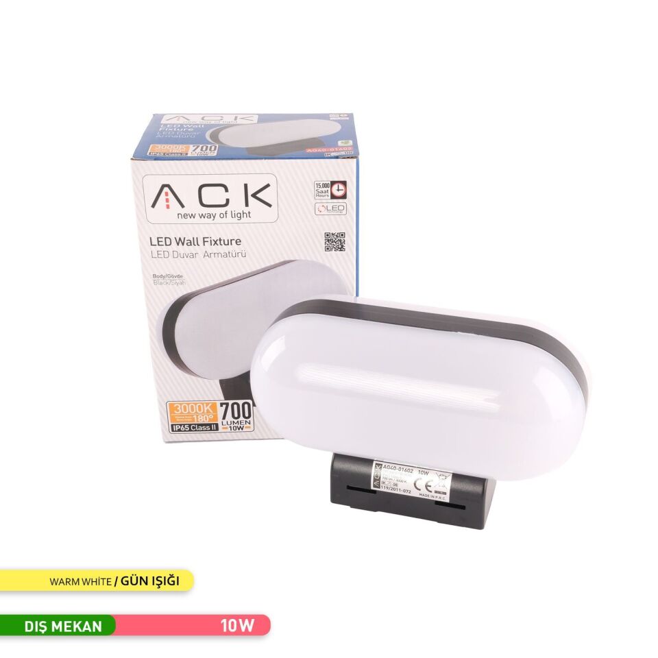 ACK AG40-01602 10W 3000K 16,2 cm x 7,5 x 10,2 cm LED Duvar Armatürü