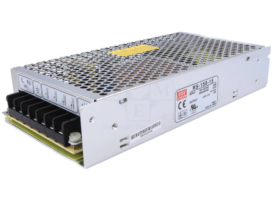 Meanwell RS-150-15 150W Kapalı Tip Switching Güç Kaynağı 15VDC 10A