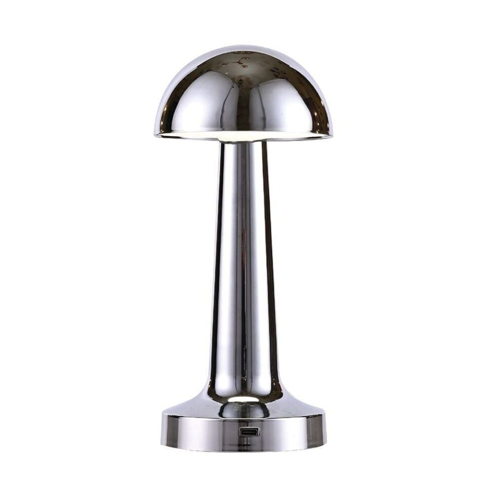 ACK AF11-00295 Şarj Krom Renk Edilebilir LED Dokunmatik Metal Masa Lambası Şarjlı