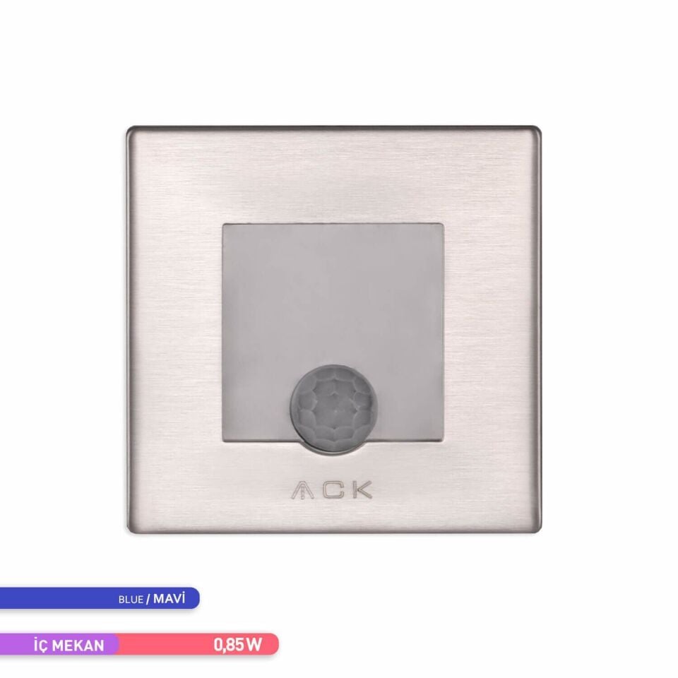 ACK AH07-00864 Sensörlü LED 0,84W Mavi Işık 7,75 cm x 7,75 cm x 5,3 Merdiven-Duvar Armatürü