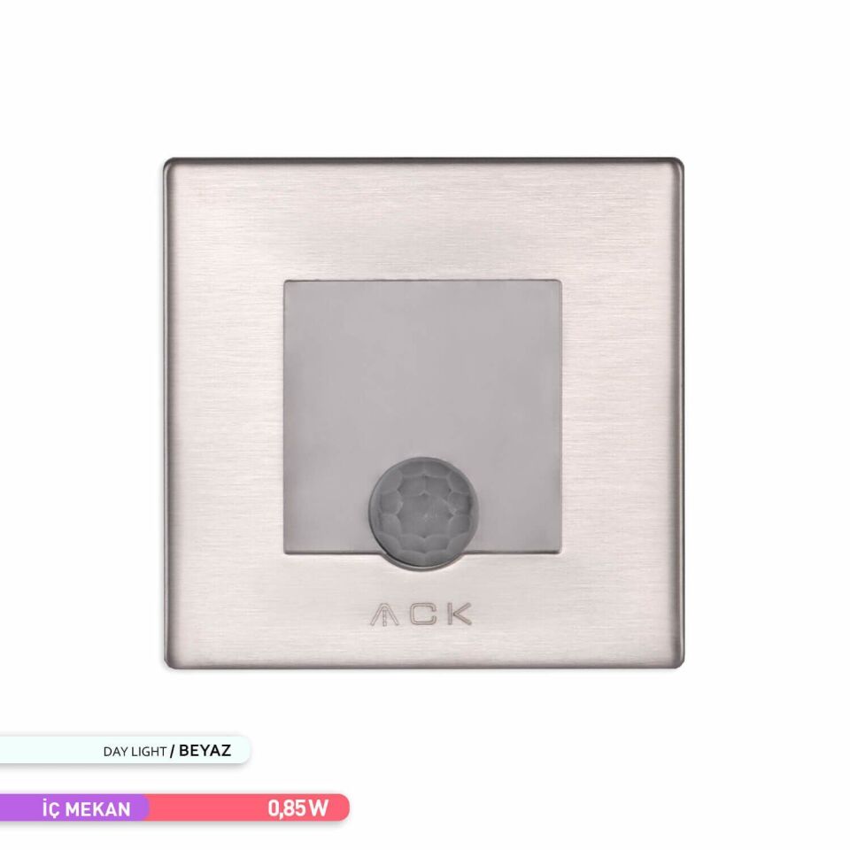 ACK AH07-00834 Sensörlü LED 0,84W 6500K 7,75 cm x 7,75 cm x 5,3 Merdiven-Duvar Armatürü