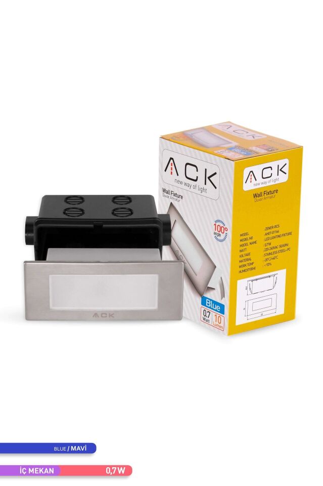 ACK AH07-01164 LED 1,5W Mavi Işık 12 cm x 5 cm x 5,37 cm Merdiven-Duvar Armatürü