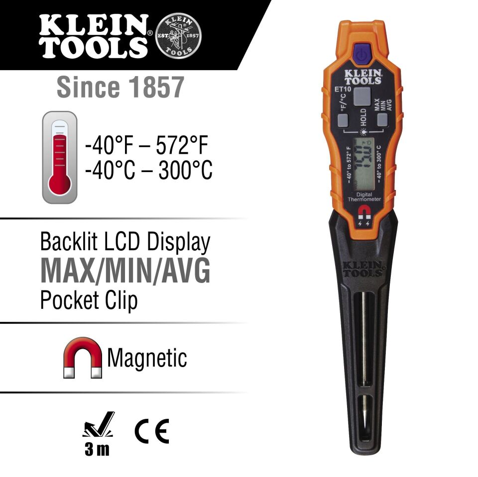 Klein Tools ET-10 Manyetik Dijital Cep Termometresi