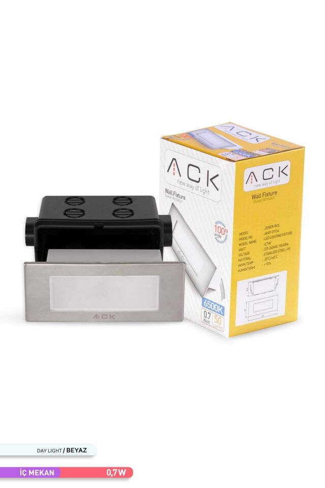 ACK AH07-01134 LED 1,5W 6500K 12 cm x 5 cm x 5,37 cm Merdiven-Duvar Armatürü