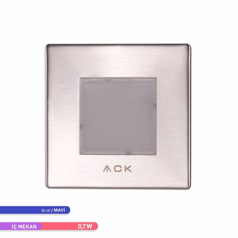 ACK AH07-00964 LED 1,5W Mavi Işık 7,75 cm x 7,75 cm x 5,3 cm Merdiven-Duvar Armatürü