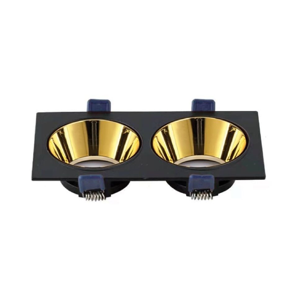 ACK AH03-08321 Gold Reflektörlü Siyah Çift Yuvarlak Spot Kasası