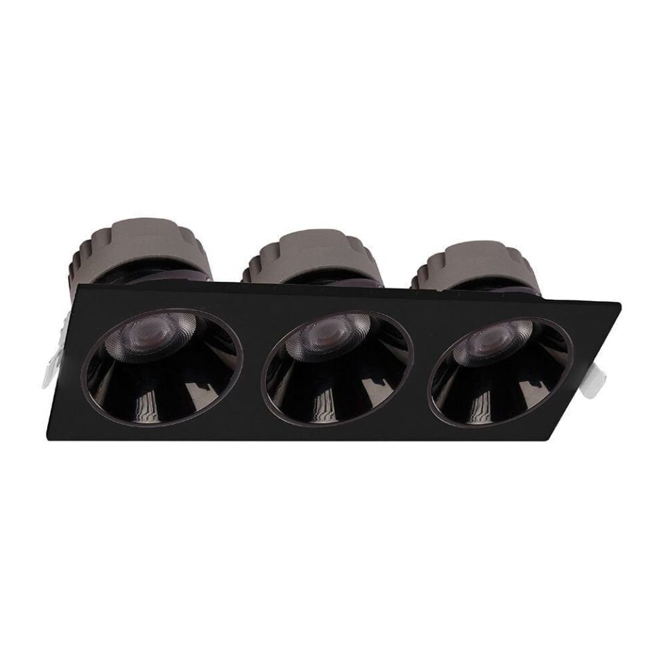 ACK AD10-03701 3x25w 3000K Siyah Reflektörlü Siyah Üçlü Led Spot Sıva Altı