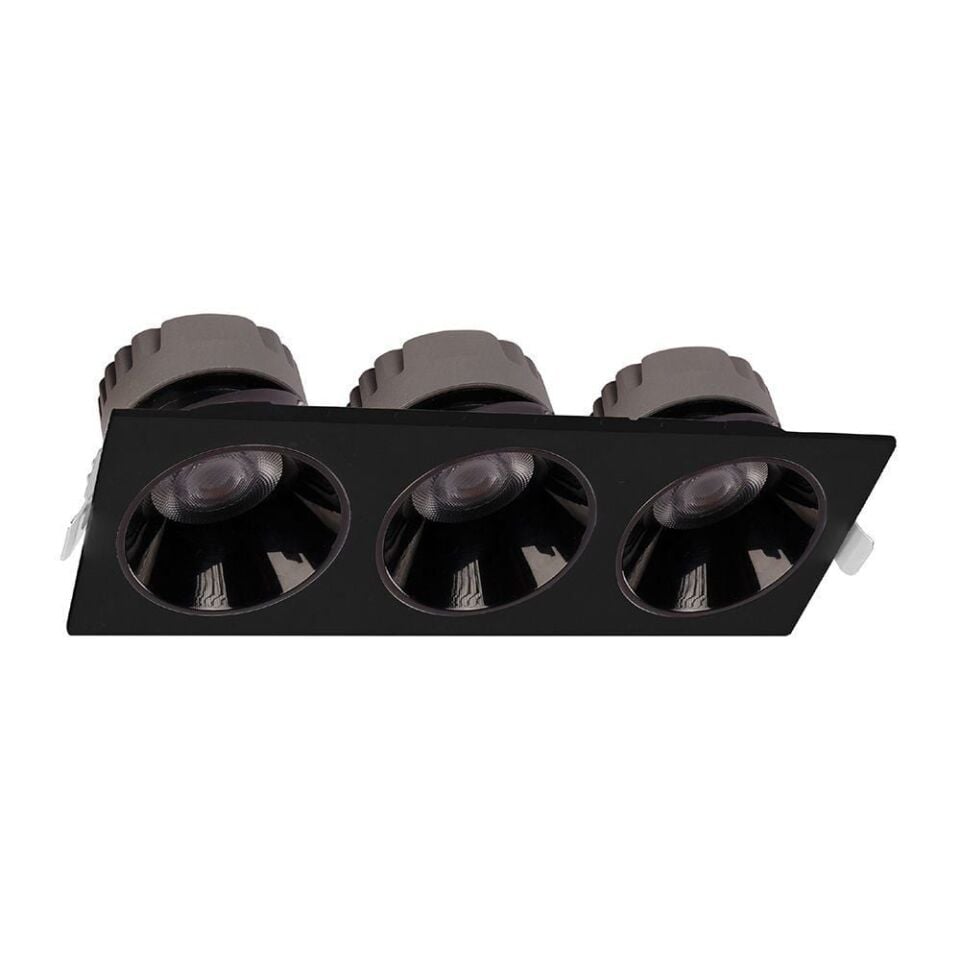 ACK AD10-02701 3x18w 3000K Siyah Reflektörlü Siyah Üçlü Led Spot Sıva Altı