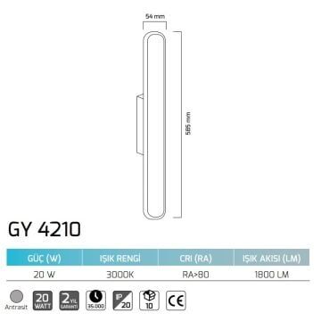 t Antrasit Gövde Dekoratif LED Aplik - Gün Işığı