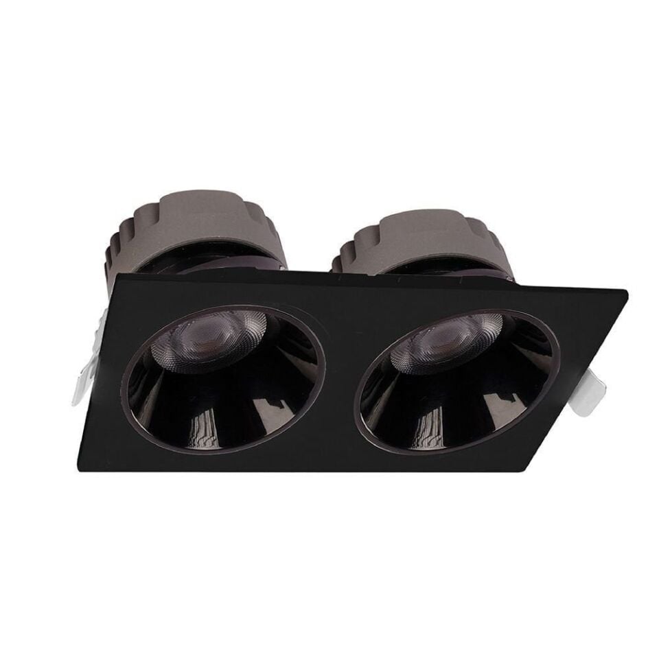 ACK AD10-03601 2x25 3000K Siyah Reflektörlü Siyah İkili Led Spot Sıva Altı