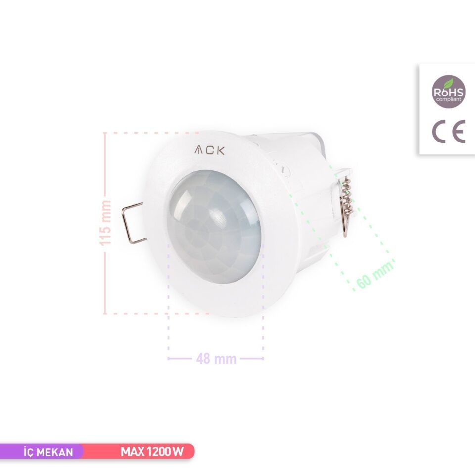 ACK AY31-01040 360° Sıva Altı Tavan Tipi Hareket Sensörü