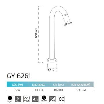 GOYA GY 6261 5 Watt 60 cm LED Bollard Armatür - Gün Işığı