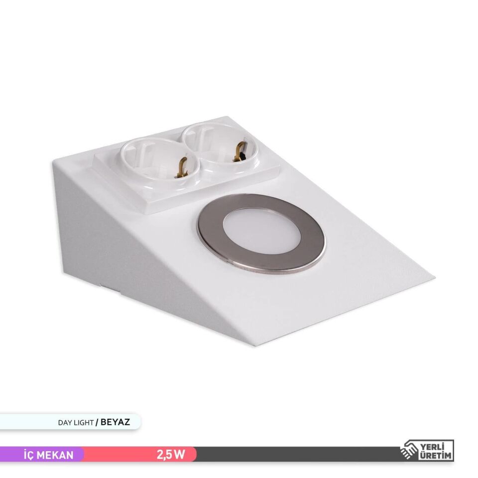 ACK AH11-00230 .5W Çift Prizli Tezgah Altı Armatür Beyaz