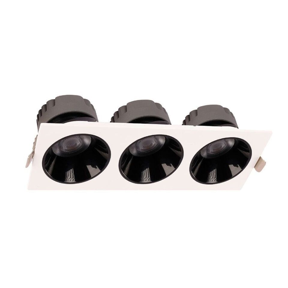 ACK AD10-03730 3x25w 6500K Siyah Reflektörlü Beyaz Üçlü Led Spot Sıva Altı