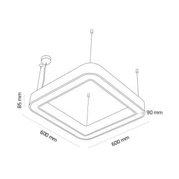 GOYA GY 8114-60 Siyah/Beyaz Kasa 36 Watt 60x60 cm Kare Halka Sıva Üstü Lineer Armatür