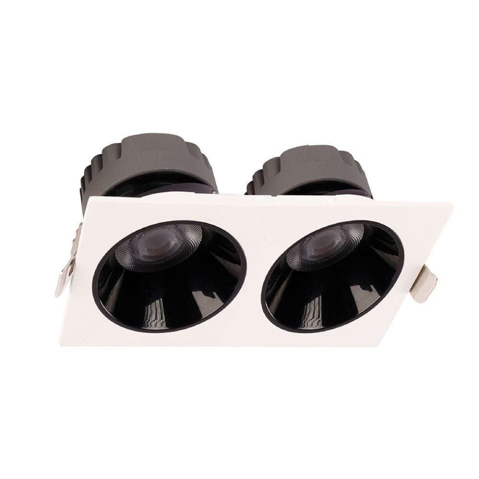 ACK AD10-02610 2x18 4000K Siyah Reflektörlü Beyaz İkili Led Spot Sıva Altı