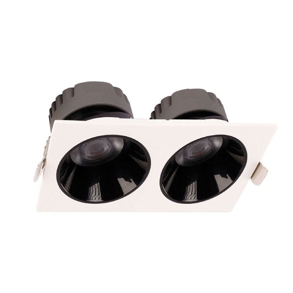 ACK AD10-01600 2x10 3000K Siyah Reflektörlü Beyaz İkili Led Spot Sıva Altı
