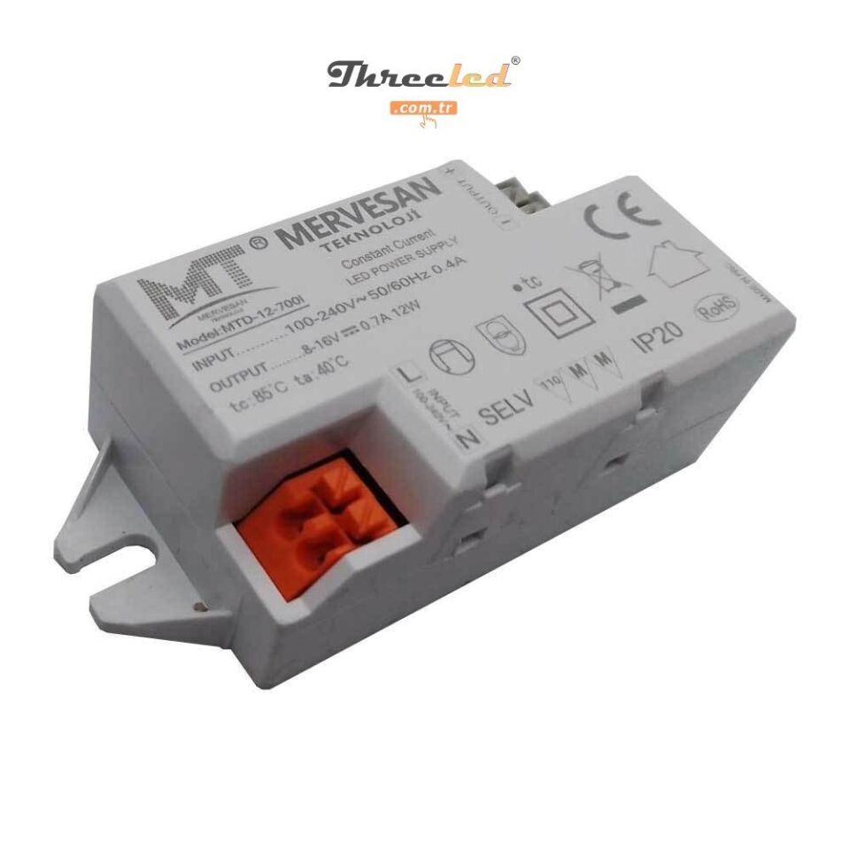 Mervesan 20W 29-56 V DC IP30 Sabit Akım Korumalı AC/DC (SMPS) Led Drıver/Sürücü MTD-20-350İ