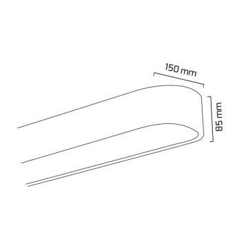 GOYA GY 8110-180 Siyah/Beyaz Kasa 74 Watt 15x180 cm Oval Sıva Üstü Lineer Armatür