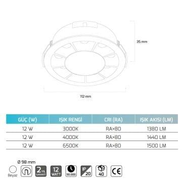 GOYA GY 5102 14 Watt Siyah/Beyaz Gövde Sıva Altı Hareketli LED Spot (Dimli)