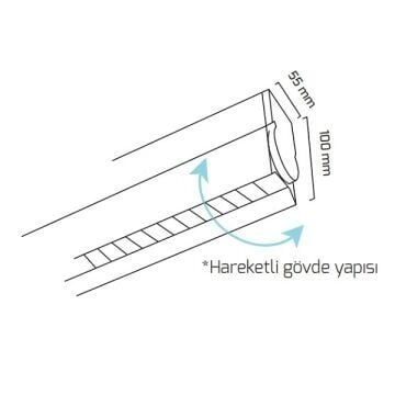 GOYA GY 8040-90 Siyah/Beyaz Kasa 60 Watt 90 cm Hareketli Gövdeli Sıva Üstü Lensli Lineer Armatür