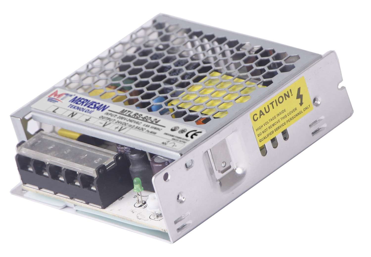 Mervesan 60W 24V 2.5A Metal Kasalı İç Mekan AC/DC (SMPS) Adaptör MTLRS-60-24