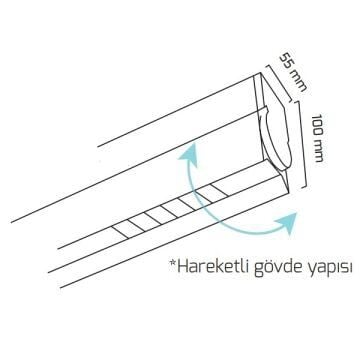 GOYA GY 8039-120 Siyah/Beyaz Kasa 40 Watt 120 cm Hareketli Gövdeli Sıva Üstü Lensli Lineer Armatür