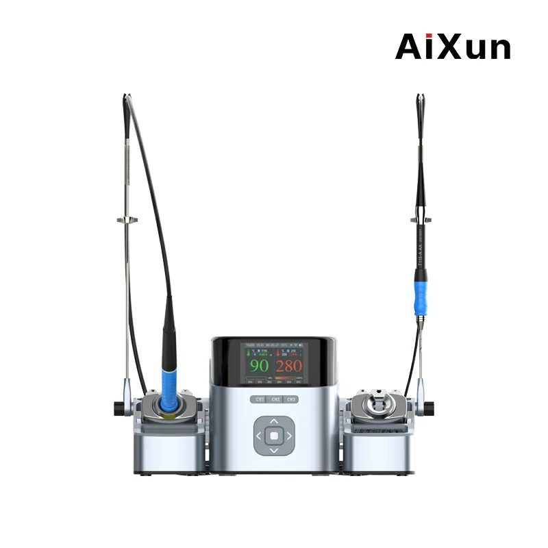 Aixun T420D 200W Çift Kanallı Akıllı Lehimleme İstasyonu T245+T210+T115 +3 Havya Ucu