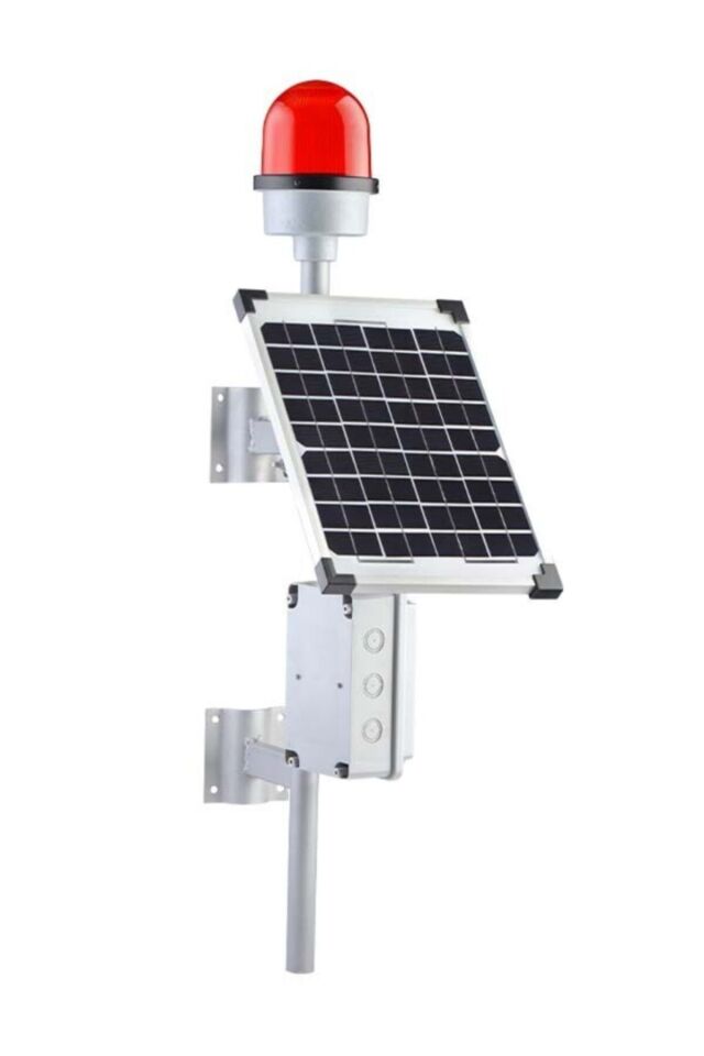 MUCCO SNT-U125-SL25 Çap 125 20w Solar Panel Duvara Montaj Flaşör Uçak Ikaz Lambası