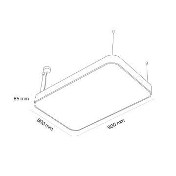GOYA GY 8119-60x90 Siyah/Beyaz Kasa 144 Watt 60x90 cm Sıva Üstü Dikdörtgen Lineer Armatür