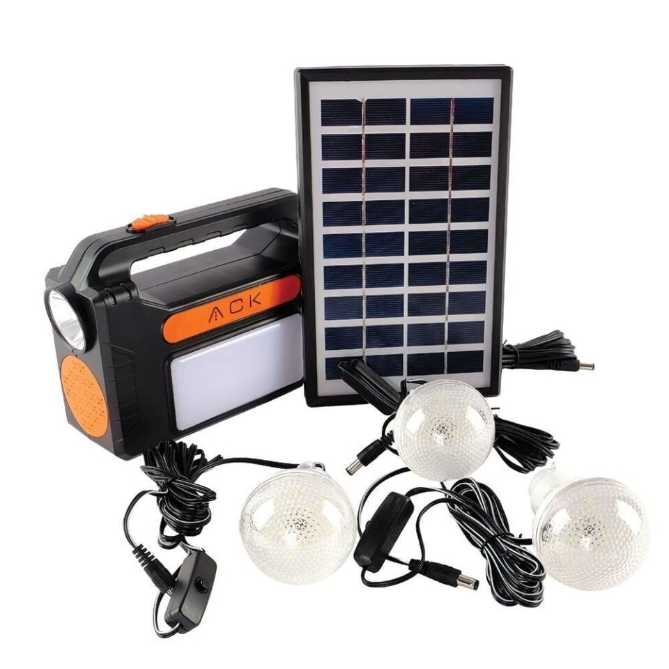 ACK AC01-00830 3 Ampul + El Feneri Solar LED Kamp Aydınlatması Seti
