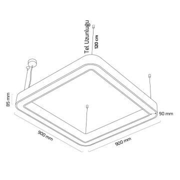 GOYA GY 8114-90 Siyah/Beyaz Kasa 73 Watt 90x90 cm Kare Halka Sıva Üstü Lineer Armatür