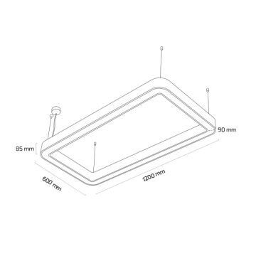 GOYA GY 8118-60x120 Siyah/Beyaz Kasa 74 Watt 60x120 cm Dikdörtgen Halka Lineer Sarkıt Armatür