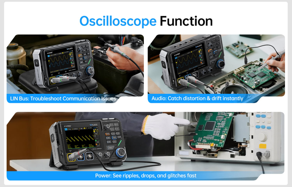 FNIRSI® 2D15P 3'ü 1 Arada Masaüstü 2 Kanallı 100MHz Fosfor Osiloskop Multimetre