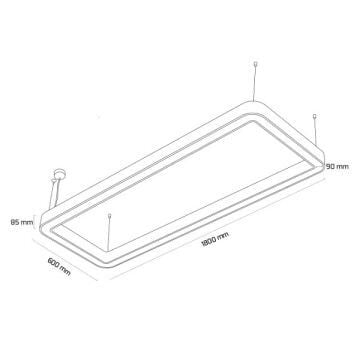 GOYA GY 8118-60x180 Siyah/Beyaz Kasa 112 Watt 60x180 cm Dikdörtgen Halka Sıva Üstü Lineer Armatür