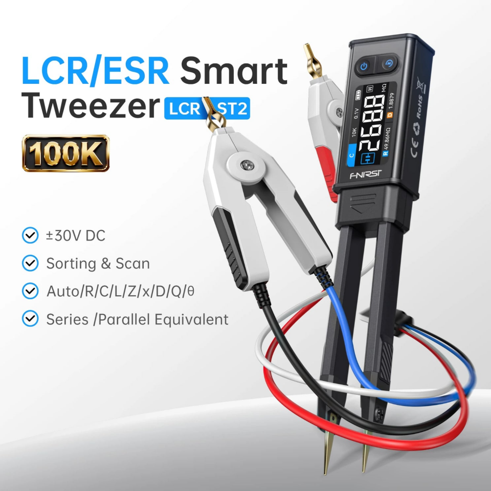 FNIRSI® LCR-ST2 100K LCR ESR Ölçüm Cihazı 2’si1 Arada Dijital Cımbız Köprüsü
